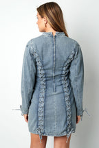 Eloise Closet Dress Elegant Tie-up Cotton Woven Denim