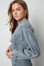 Eloise Closet Dress Elegant Tie-up Cotton Woven Denim
