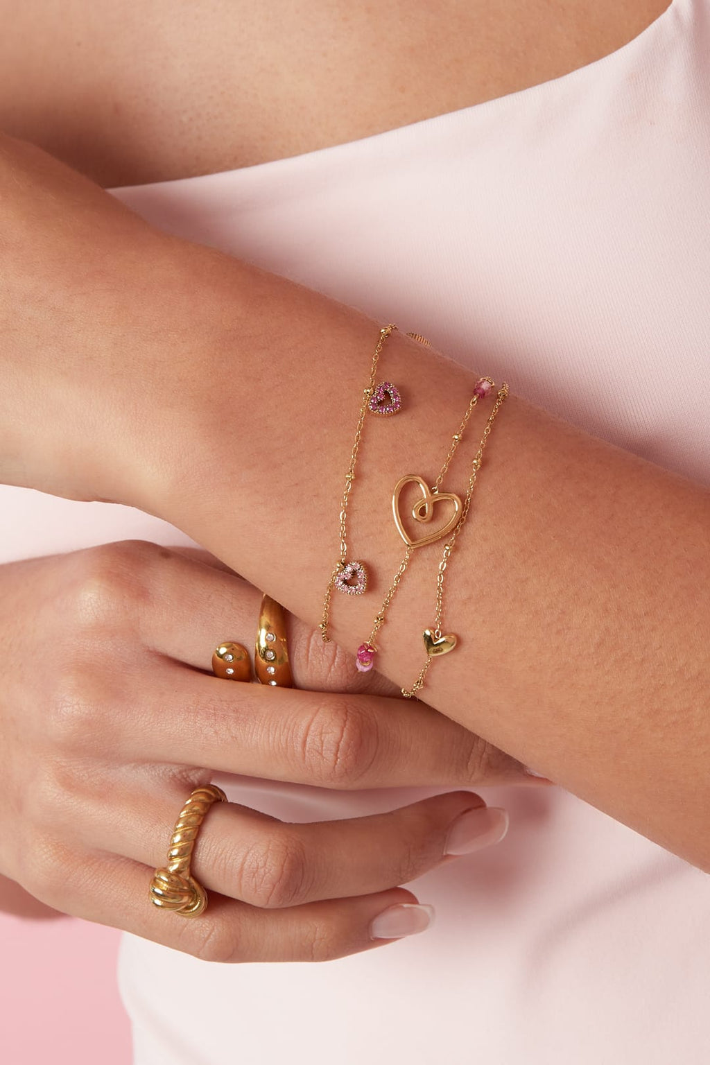 Pink Heart Stone Bracelet Eloise Closet Jewelry