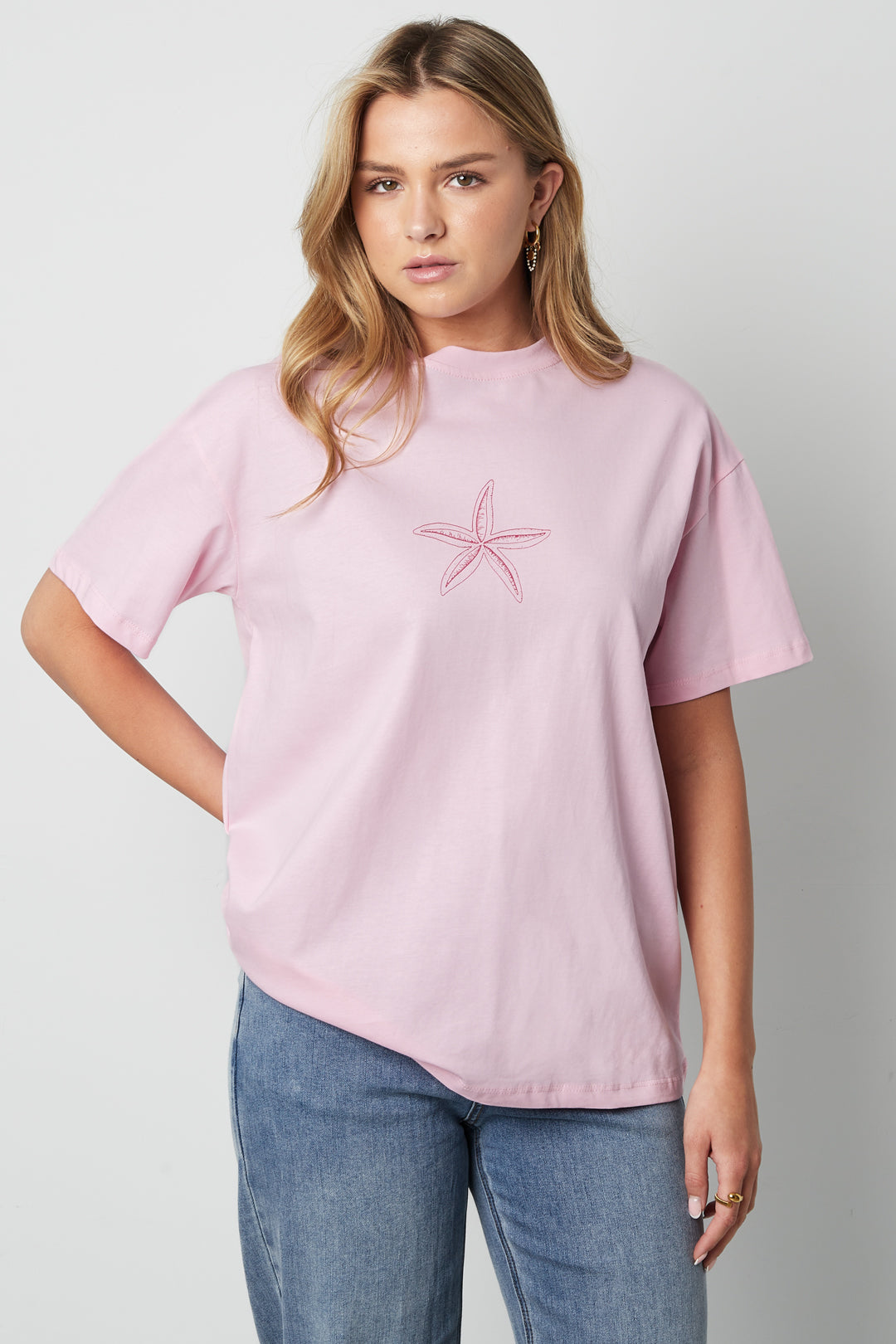 Starfish Embroidered  Cotton T-Shirt Eloise Closet