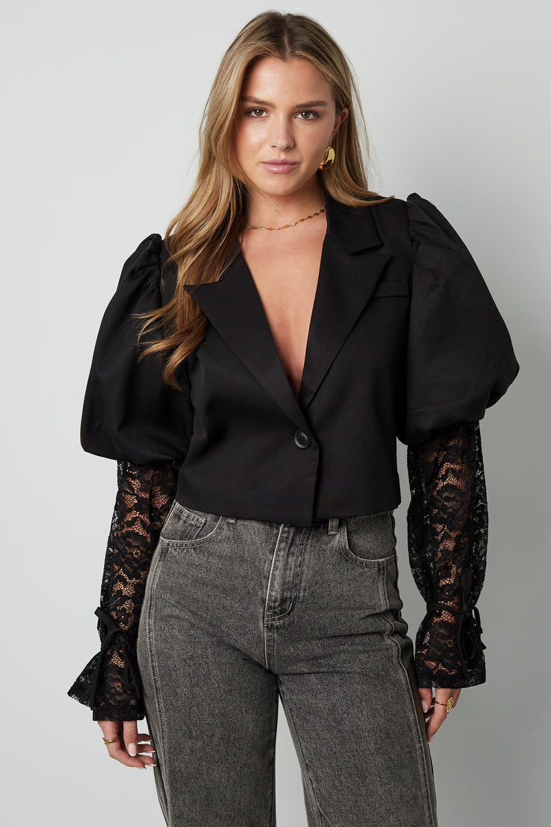 Eloise Closet Cotton Blend Lace Bloom Blazer