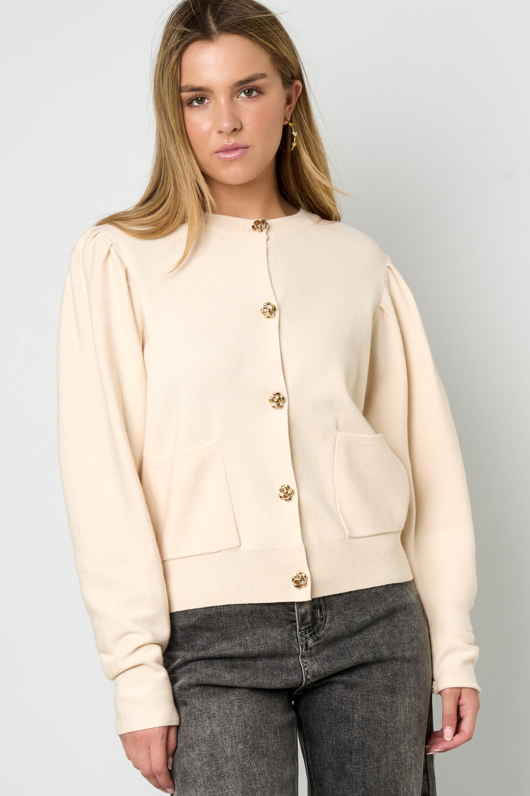 Eloise Closet Viscose Knit Cardigan Casual Solid Color
