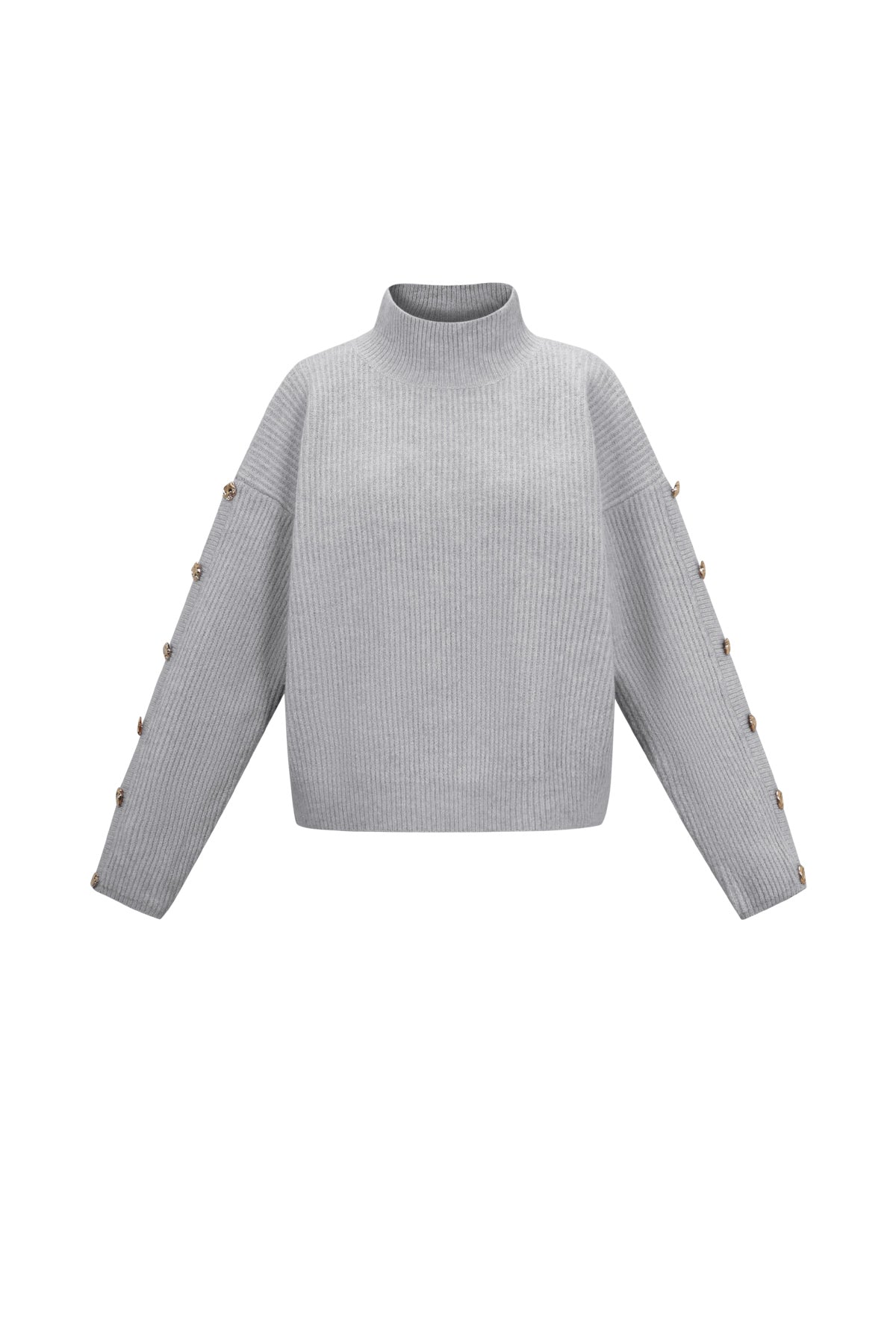 Gold Button Turtleneck Sweater Eloise Closet