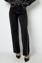 Eloise Closet Straight Leg Pants Street Solid Color Woven Cotton
