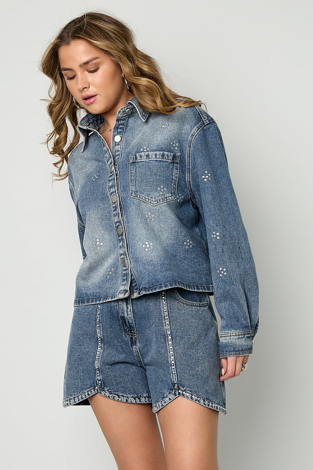 Crystal Denim Shorts Eloise Closet