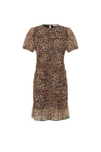 This woven polyester mini dress combines modern aesthetics with functional performance, making it a strong contender in contemporary women's fashion. The elegant cut ensures a refined appearance while maintaining comfort across multiple wear scenarios. Featuring a striking leopard print design, this piece stands out in visual merchandising displays and appeals to customers seeking statement pieces. The ruffle edge at the hem introduces dynamic layering and softens the overall look, enhancing its versatility