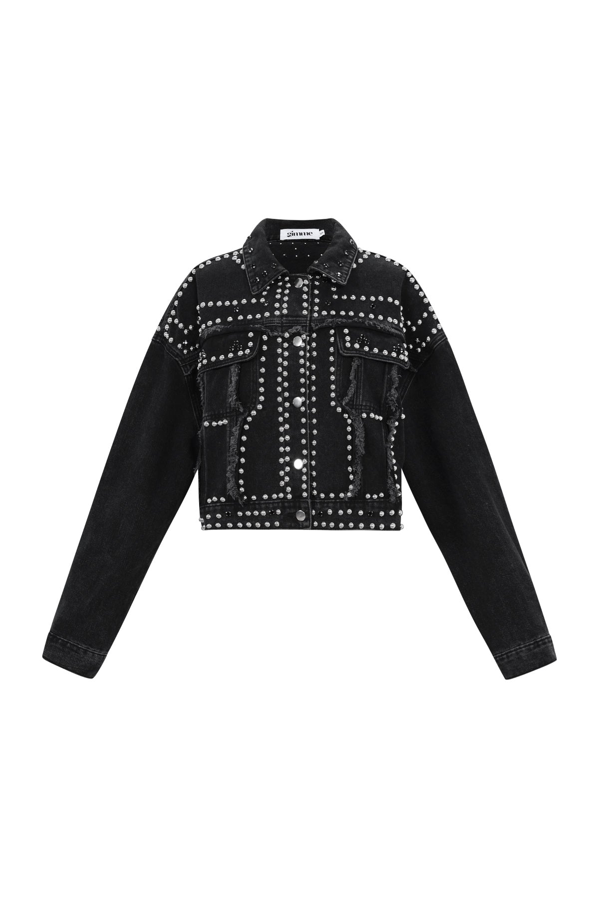 Eloise Closet  Studded Denim Street Jacket Woven Cotton