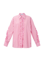 Ruffle Blouse Women – Cotton Striped Casual Eloise Closet