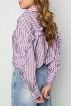 Ruffle Blouse Women – Cotton Striped Casual Eloise Closet