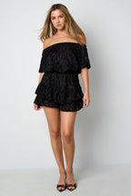 Eloise Closet Off-Shoulder Ruffle Bodysuit Woven Polyester