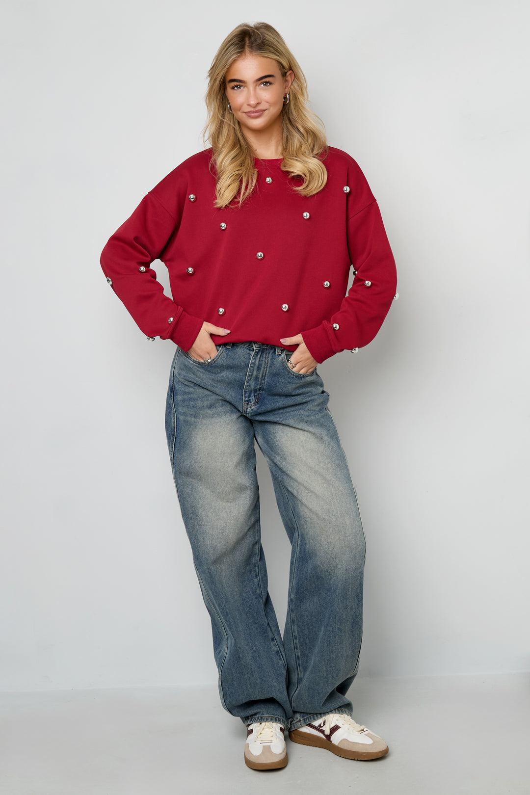 Stud Detail Knit Sweater Eloise Closet