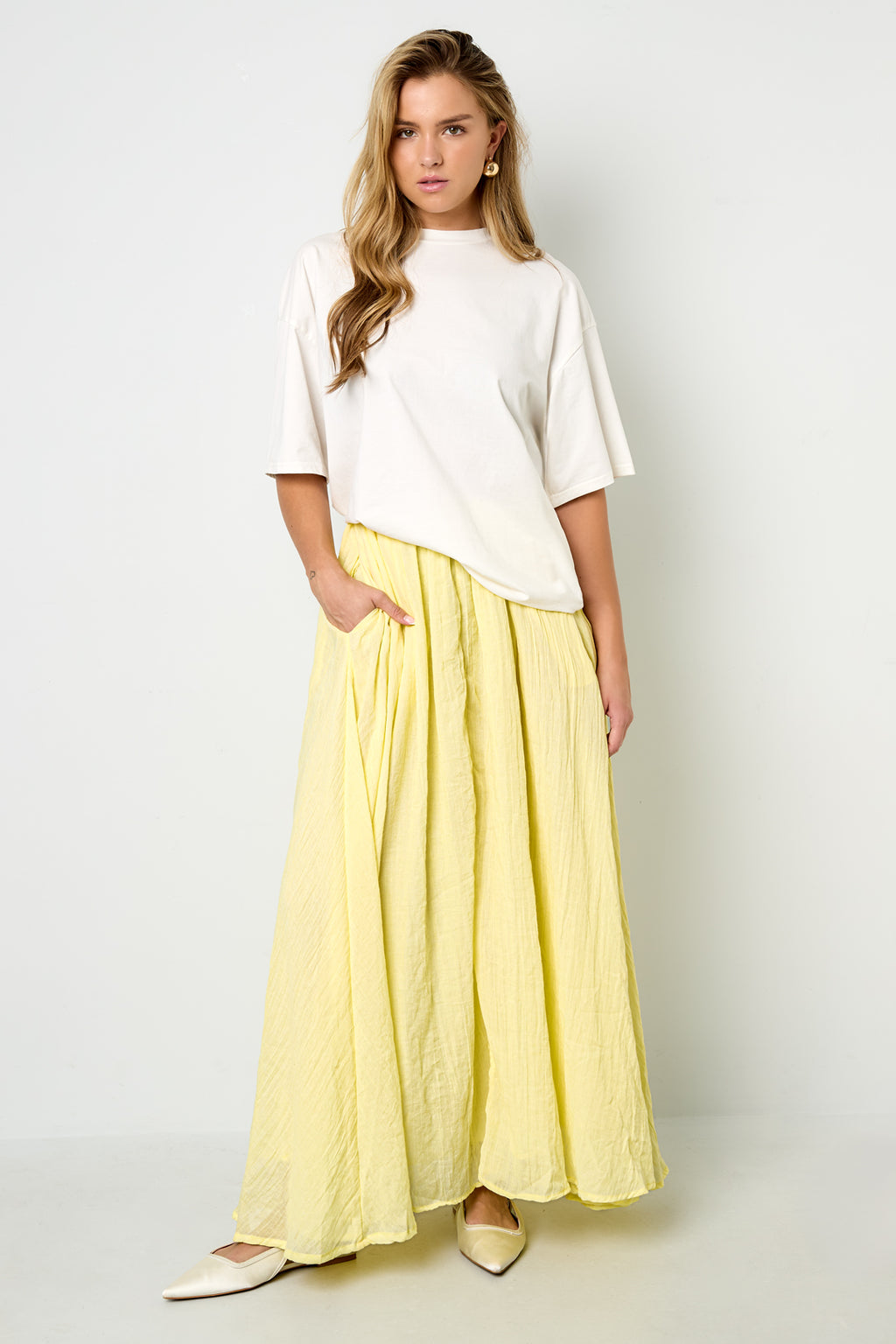 Woven Polyester Fiber Women's Maxi Skirt Casual Solid Color