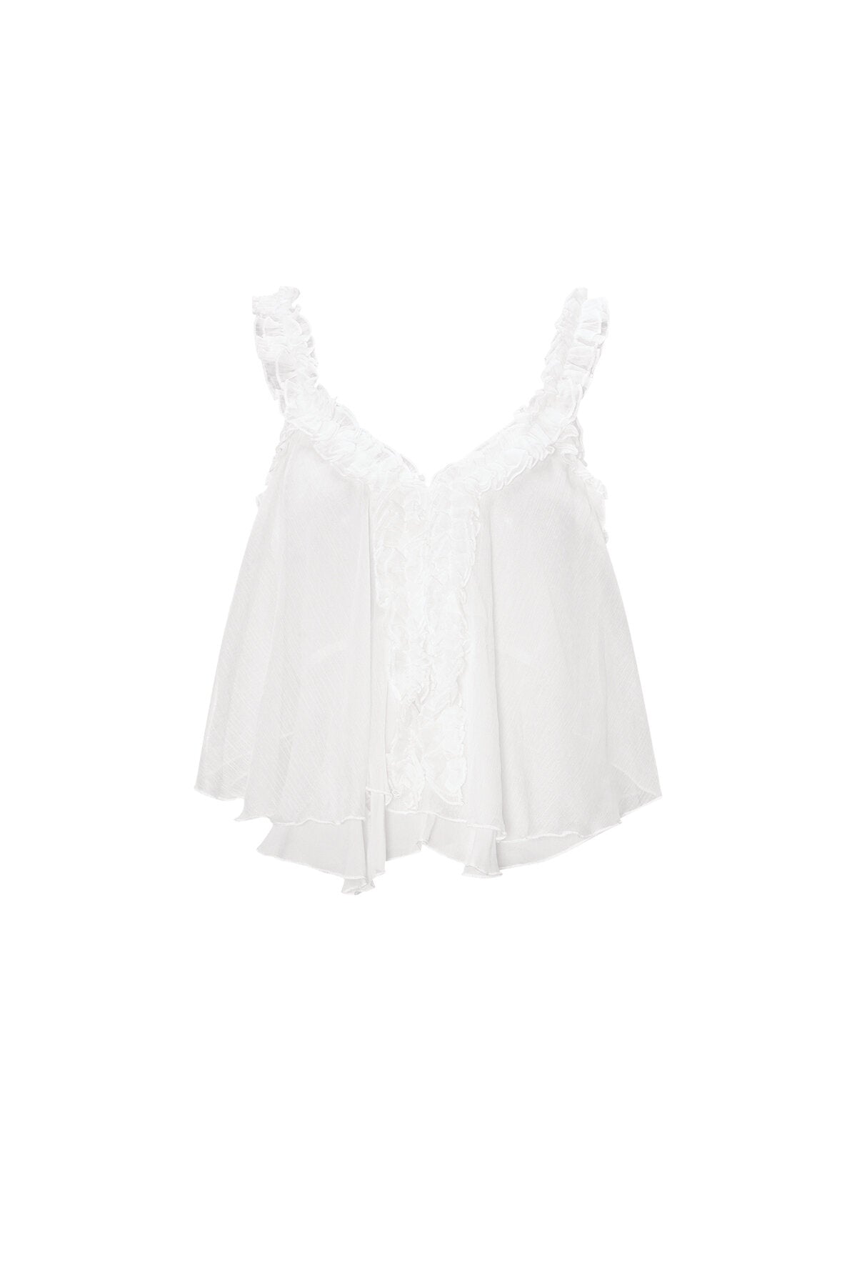 White Ruffle Sleeveless Top Eloise Closet