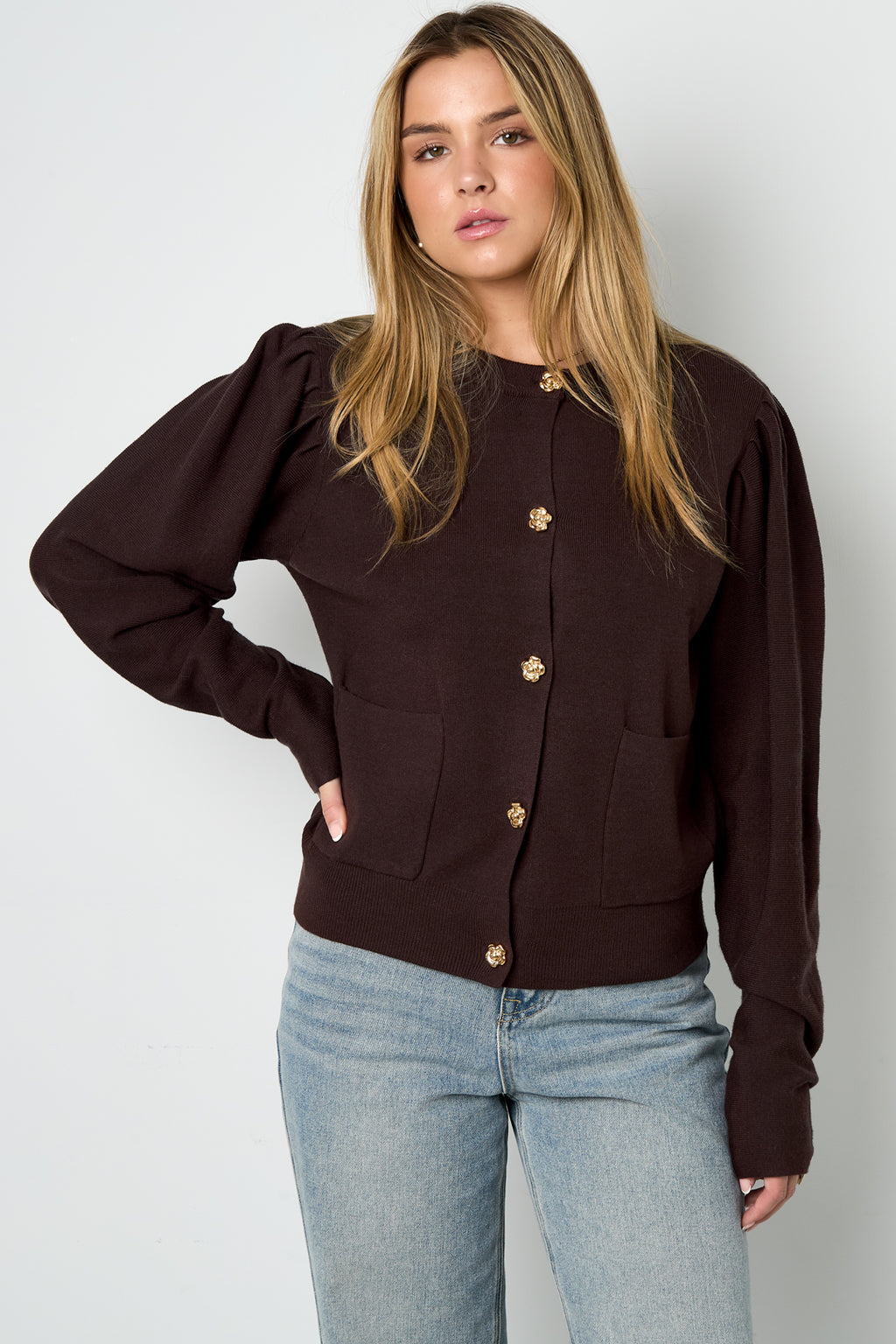 Eloise Closet Viscose Knit Cardigan Casual Solid Color