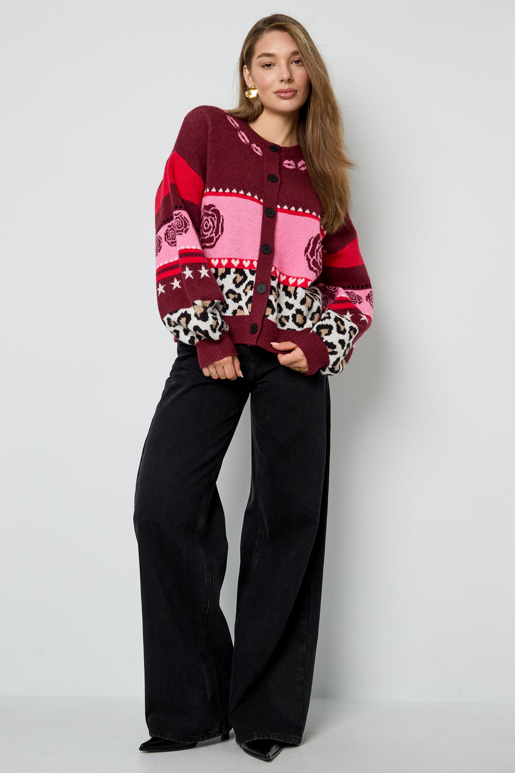 Eloise Closet Floral Print Knit Cardigan