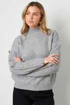 Gold Button Turtleneck Sweater Eloise Closet