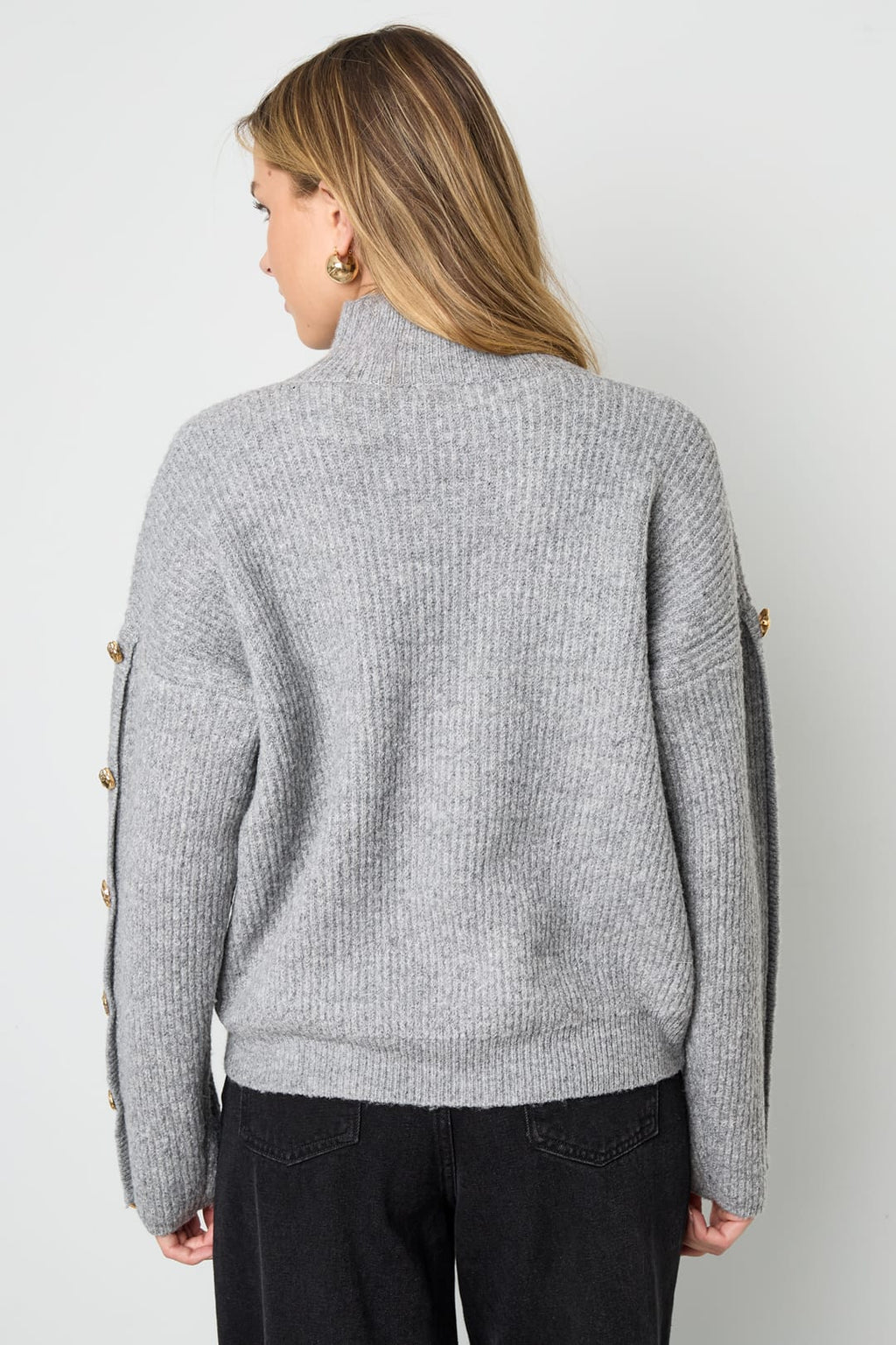 Gold Button Turtleneck Sweater Eloise Closet