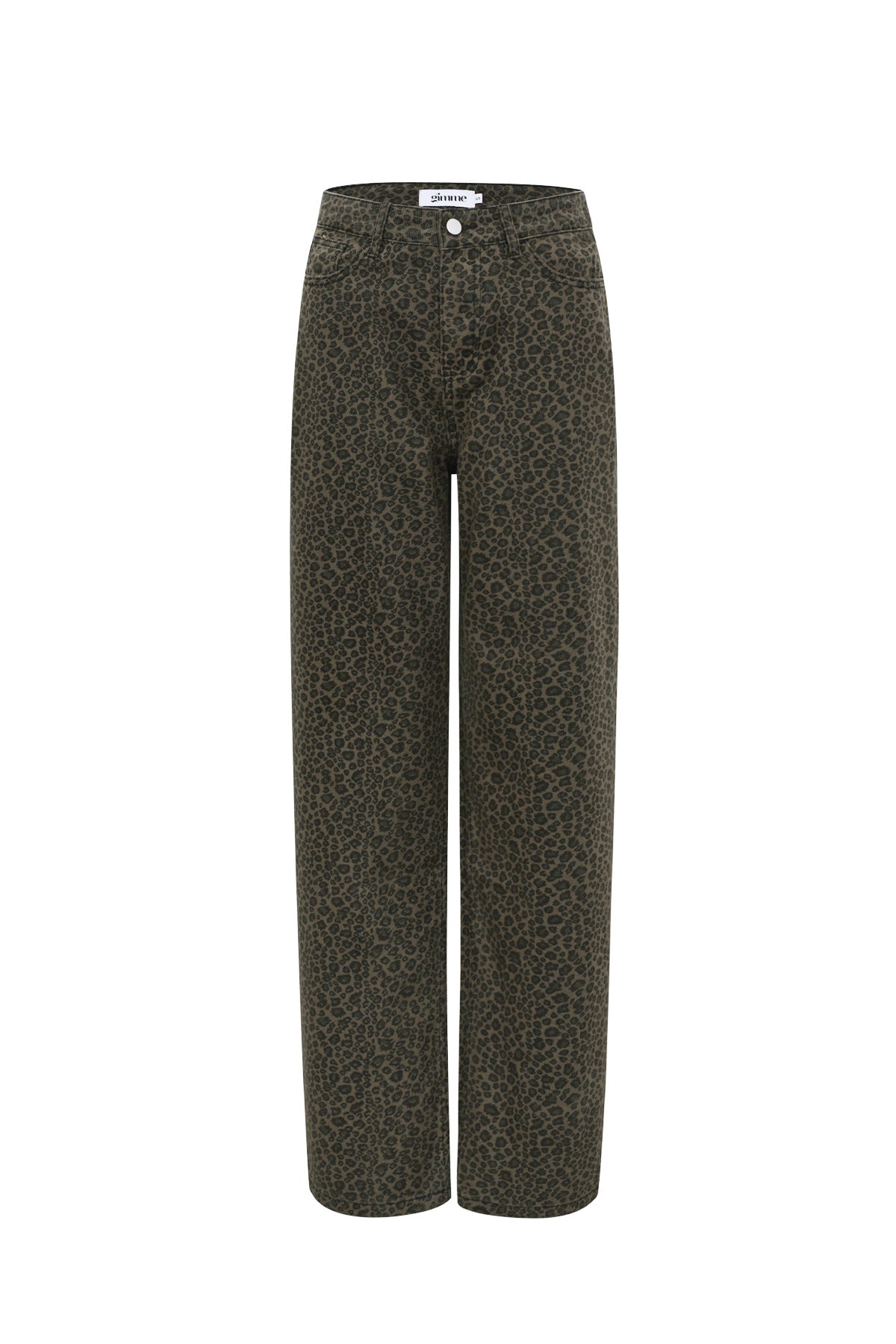 Woven Cotton Women's Straight Leg Pants Leopard Print Fall/Winter