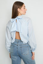 Bow Open Back Top Women – Cotton Casual Eloise Closet