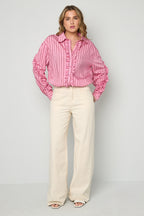 Ruffle Blouse Women – Cotton Striped Casual Eloise Closet