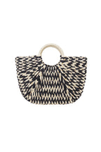 Braided Round Handle Beach Bag Eloise Closet - Black & White