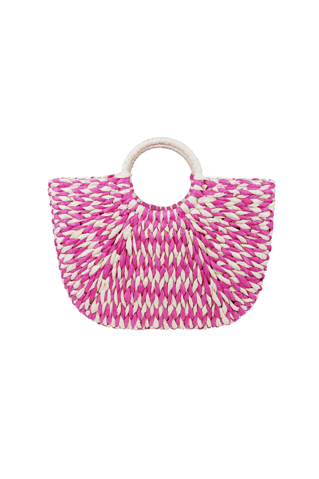 Braided Round Handle Beach Bag Eloise Closet - Black & White