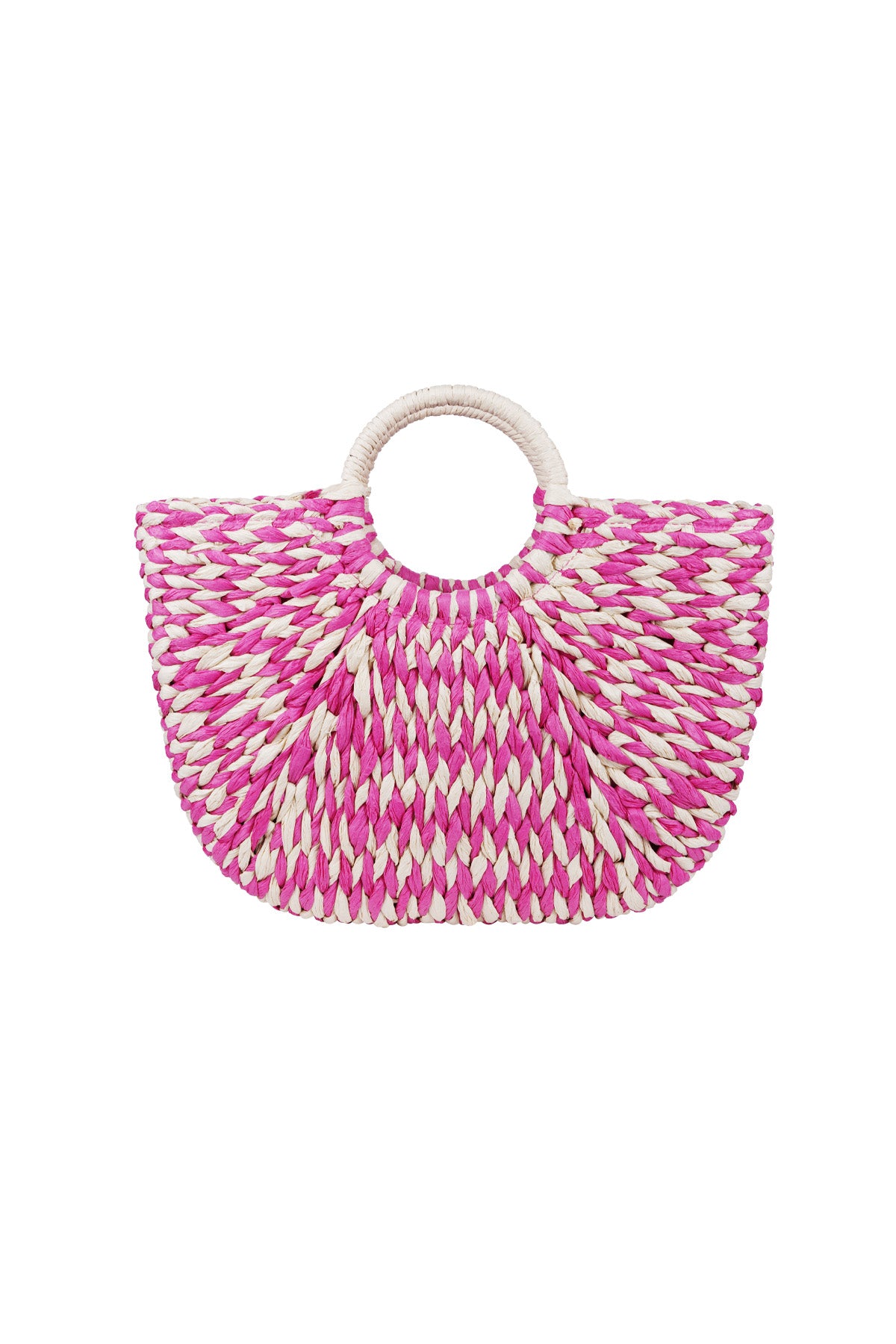 Braided Round Handle Beach Bag Eloise Closet - Black & White