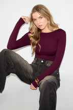 Long Sleeve Shapewear Bodysuit – Knitted Nylon – Slim Fit – Solid Color