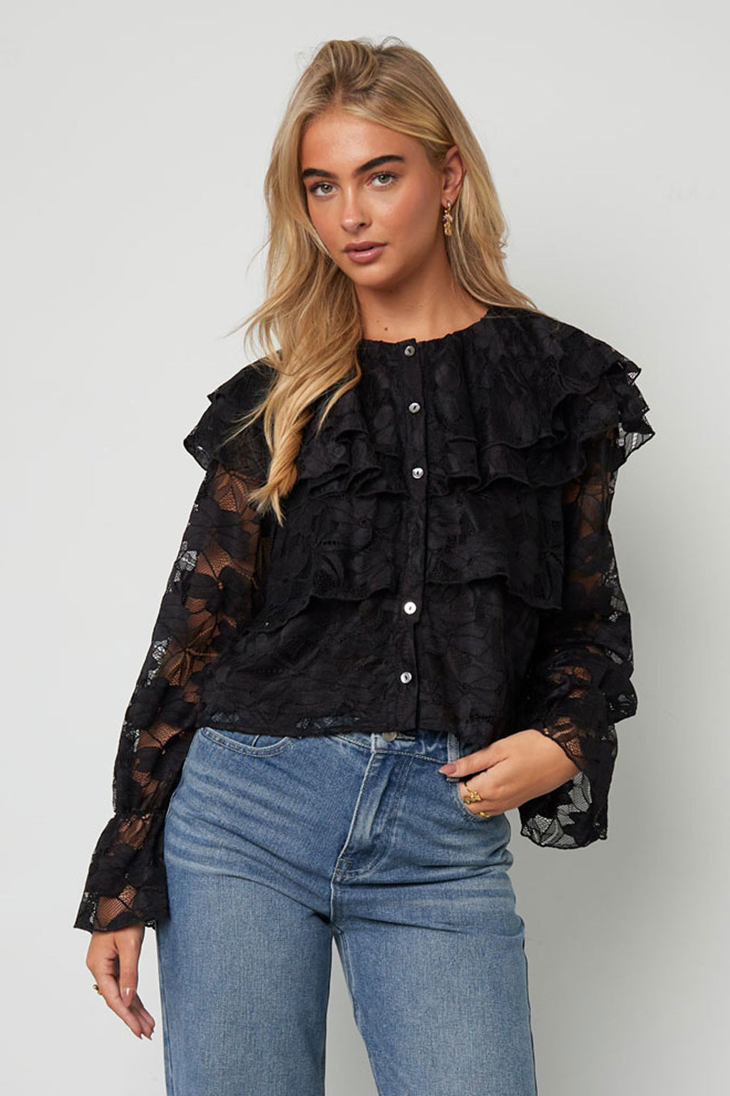 Eloise Closet Blouse Elegant Floral Print Woven Polyester Fiber