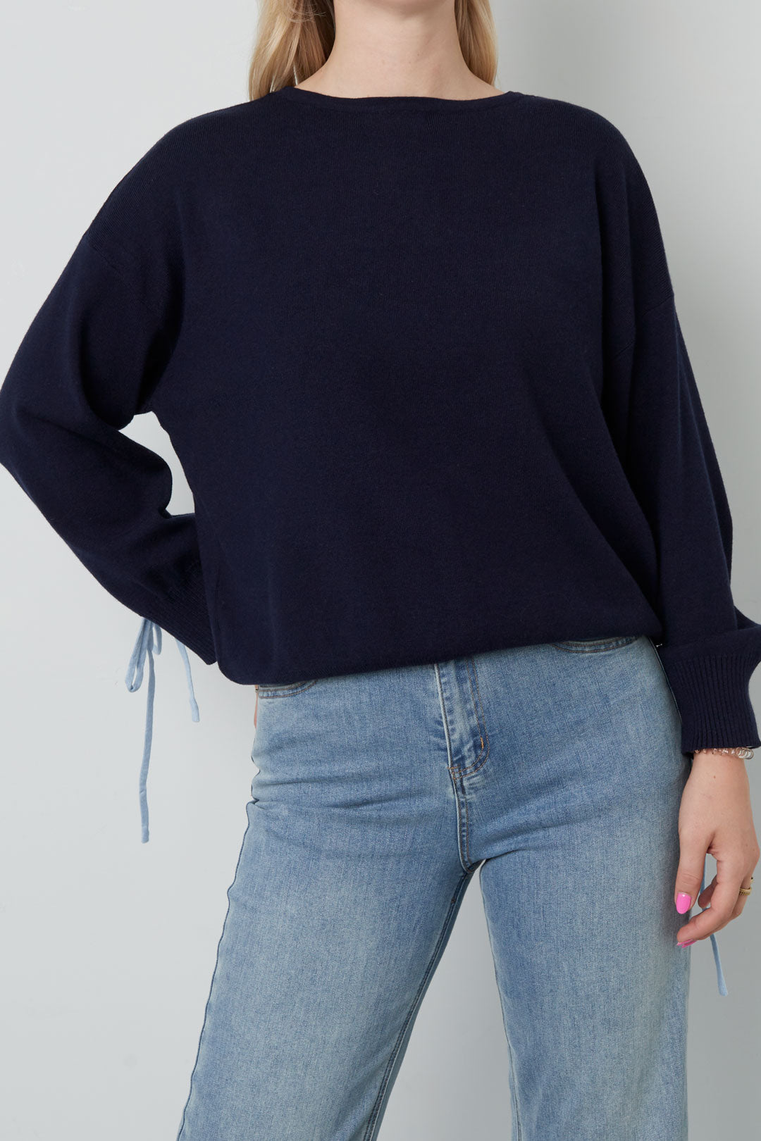 Color Clash Lace-Up Sweater Eloise Closet