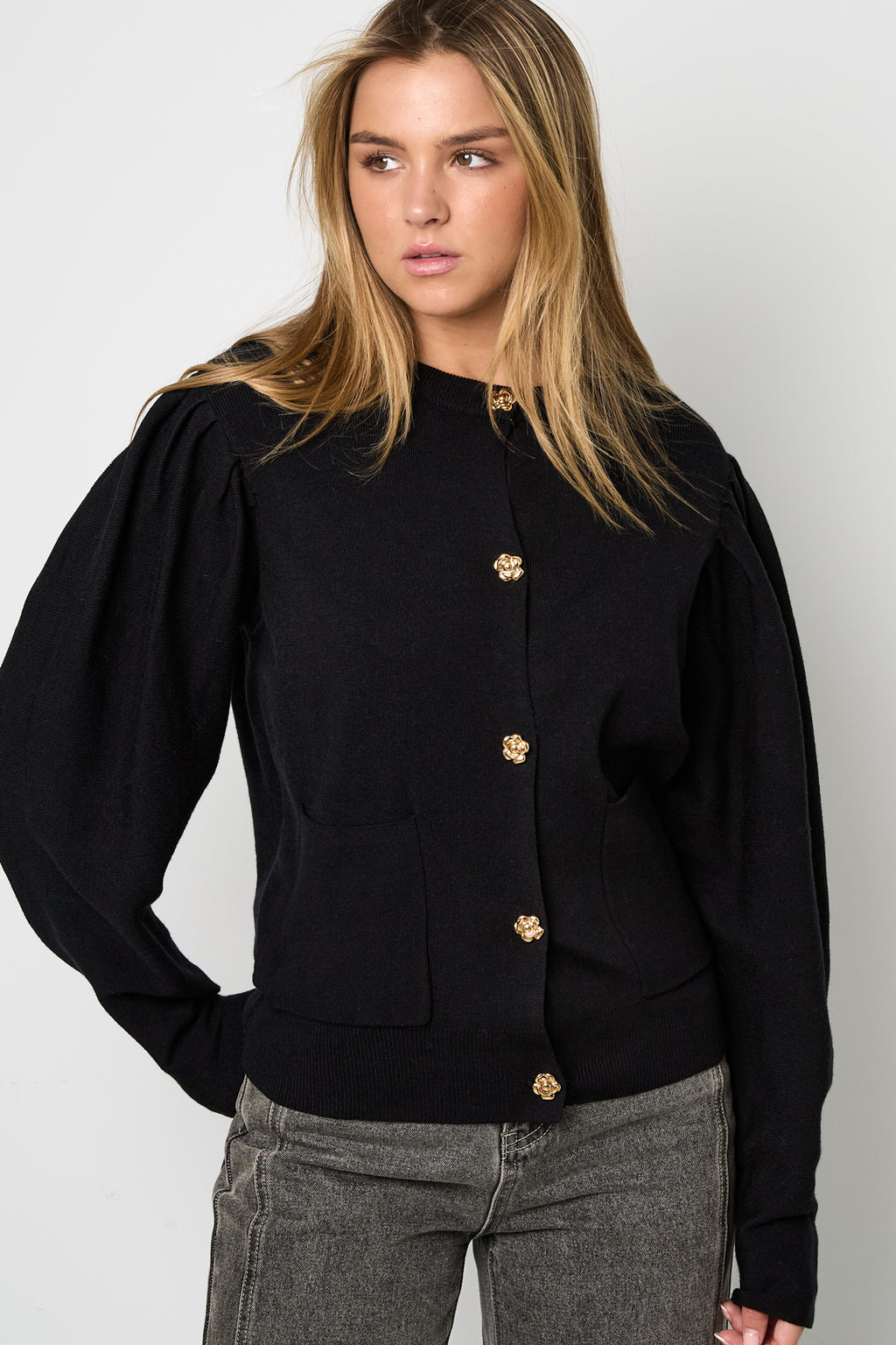 Eloise Closet Viscose Knit Cardigan Casual Solid Color