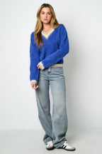 Color Clash V-Neck Sweater Eloise Closet