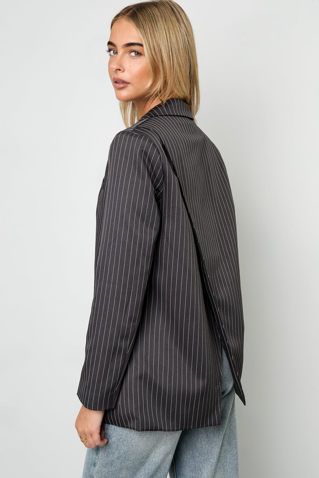 Eloise Closet Pinstripe Asym Blazer Set
