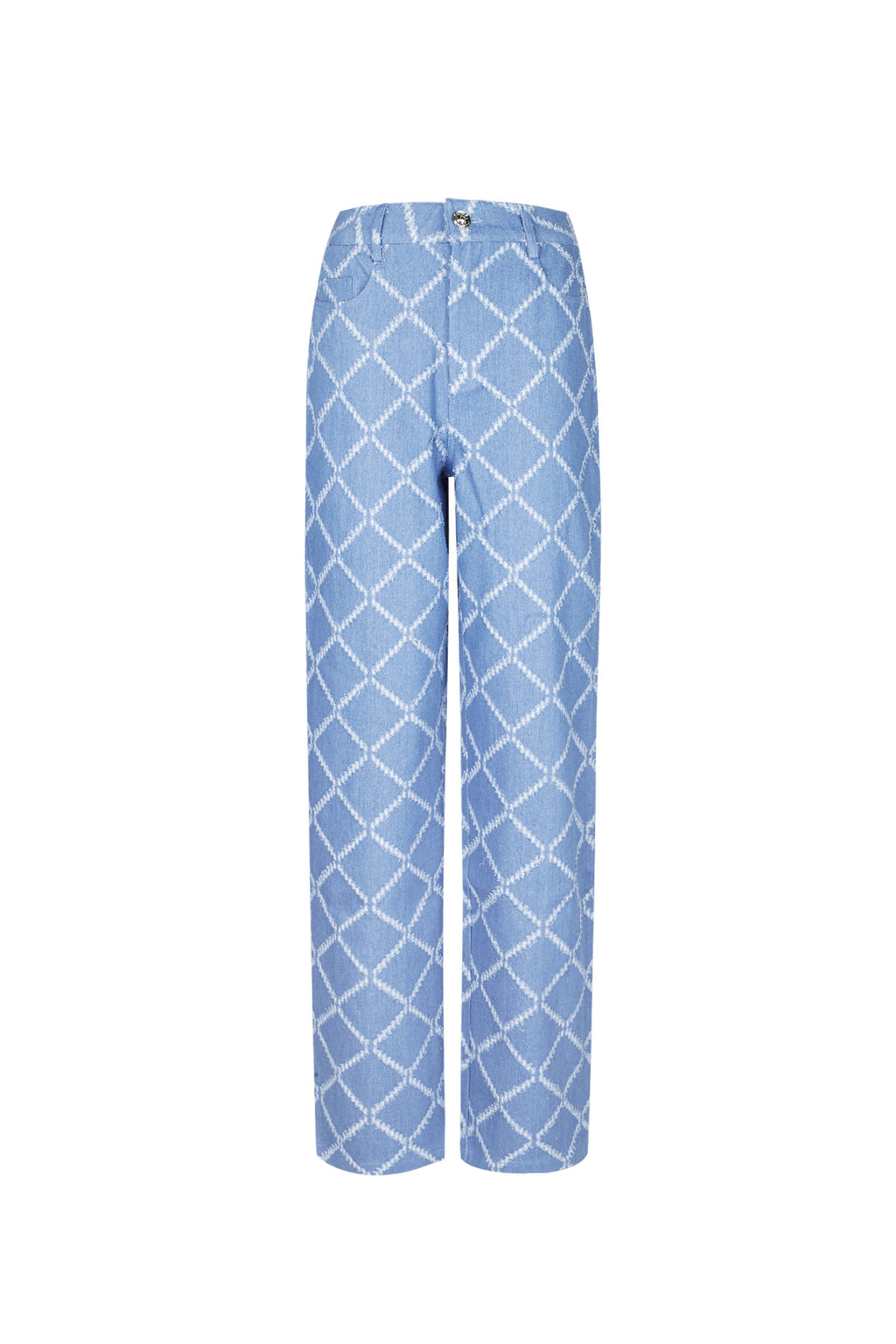 Cotton Woven Women's Straight Leg Pants Plaid Casual Eloise Closet