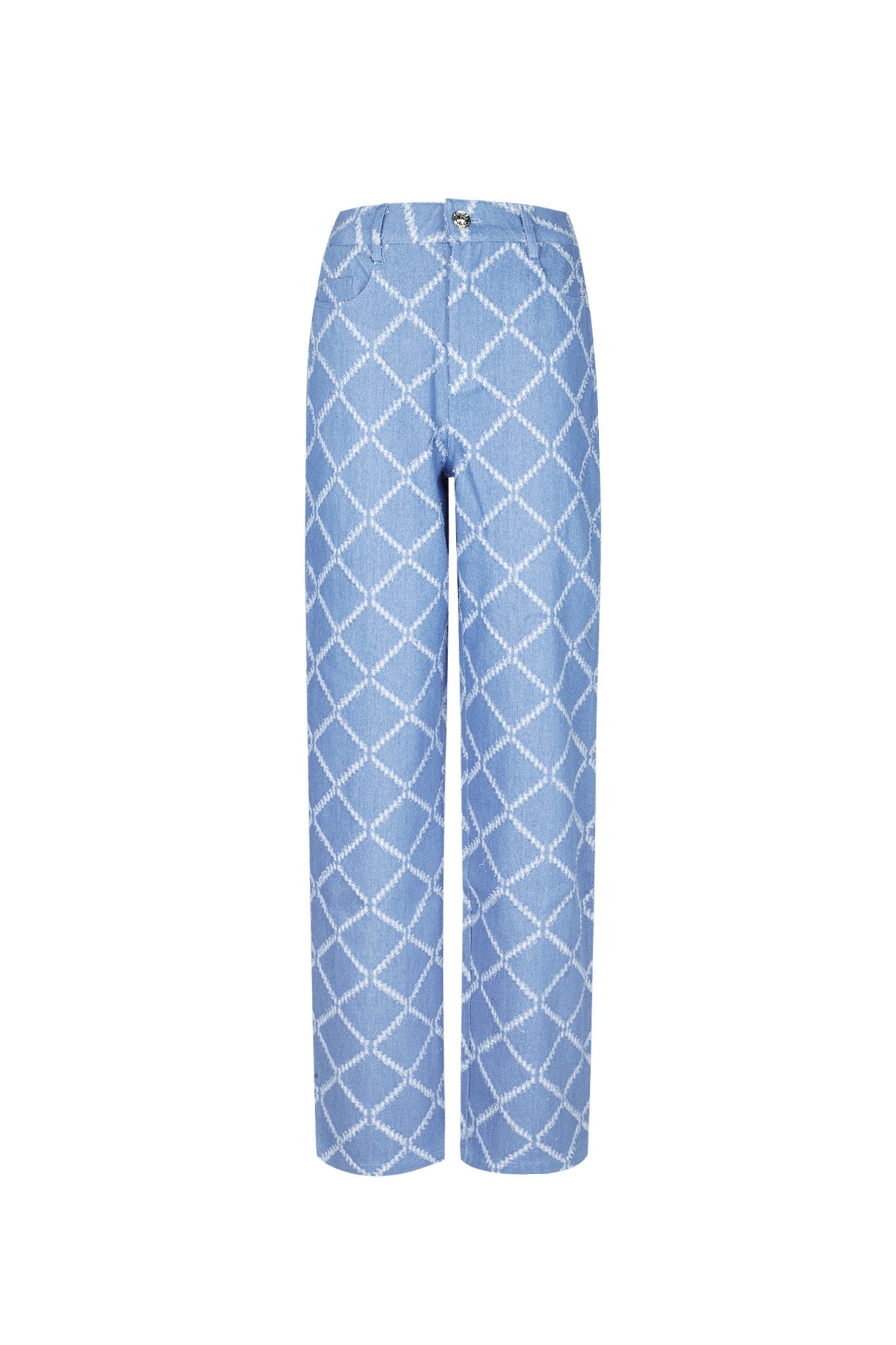 Cotton Woven Women's Straight Leg Pants Plaid Casual Eloise Closet