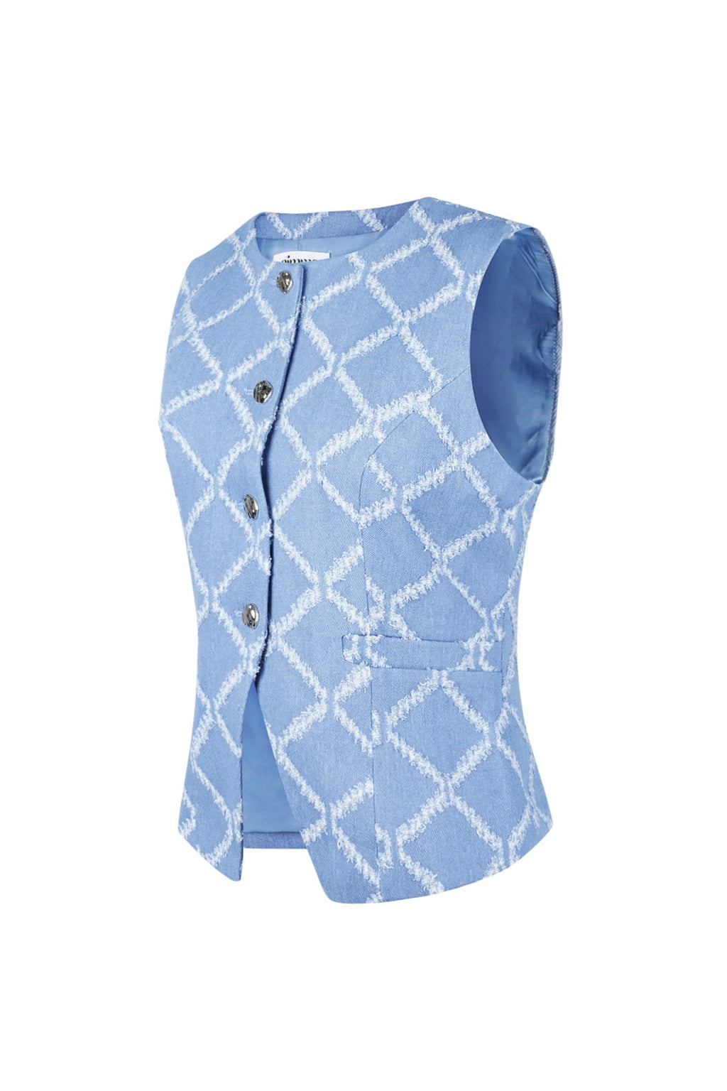 Geo Button Sleeveless Top Eloise Closet