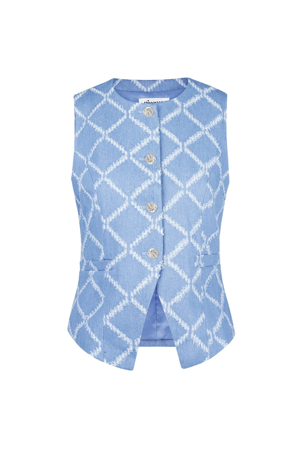 Geo Button Sleeveless Top Eloise Closet