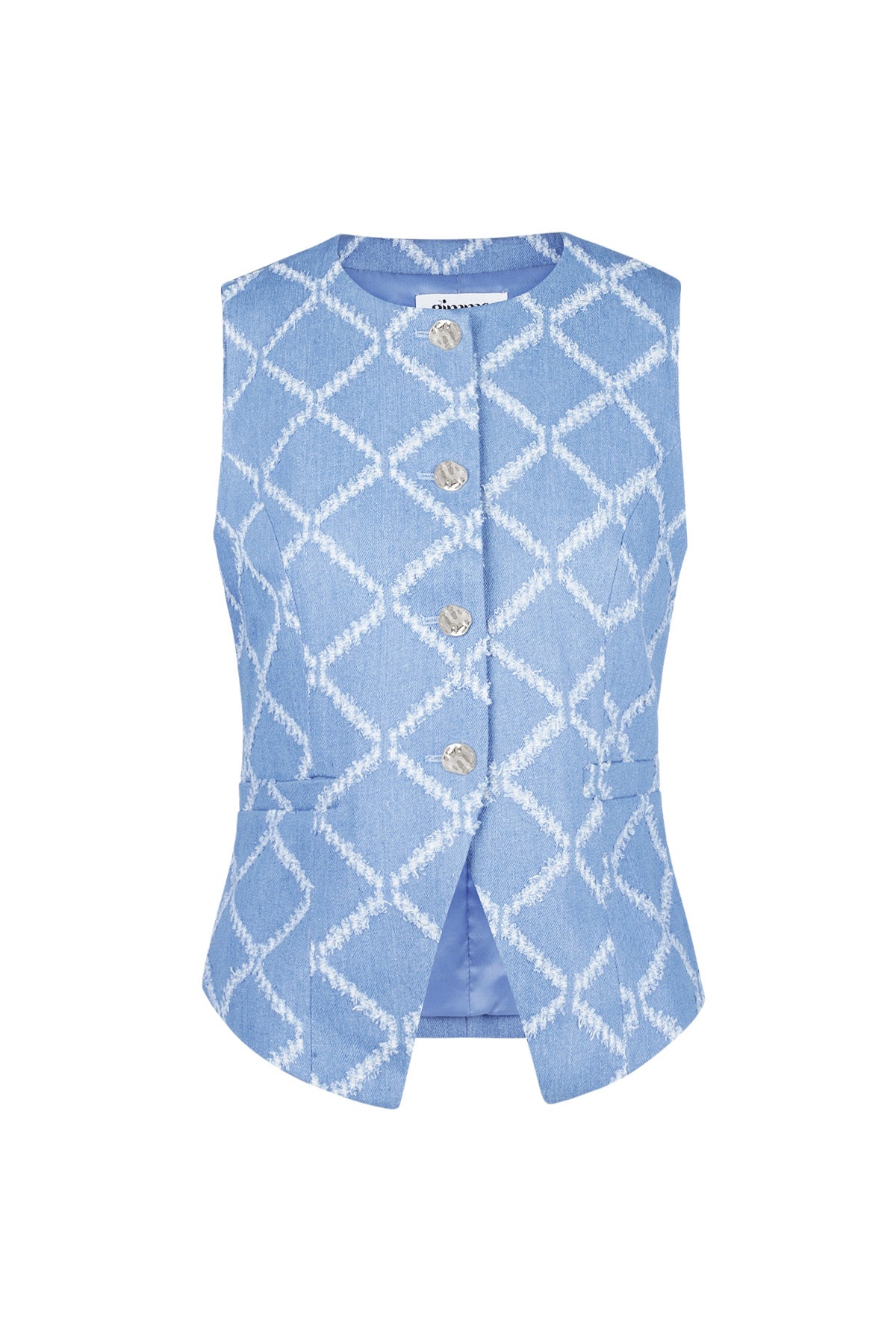 Geo Button Sleeveless Top Eloise Closet