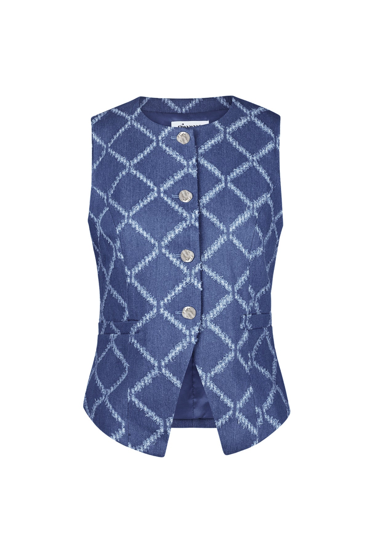 Geo Button Sleeveless Top Eloise Closet