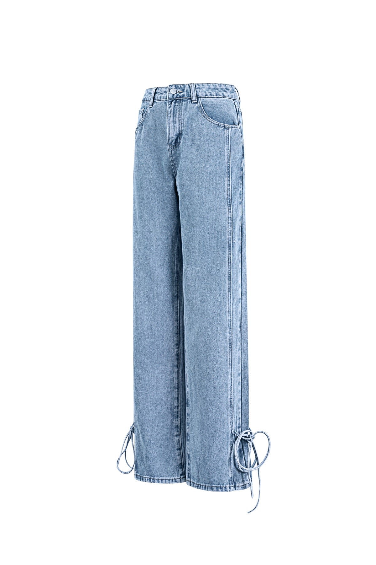 Eloise Closet Straight-Leg Cotton Denim with Knot Detail