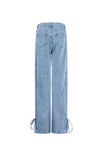 Eloise Closet Straight-Leg Cotton Denim with Knot Detail