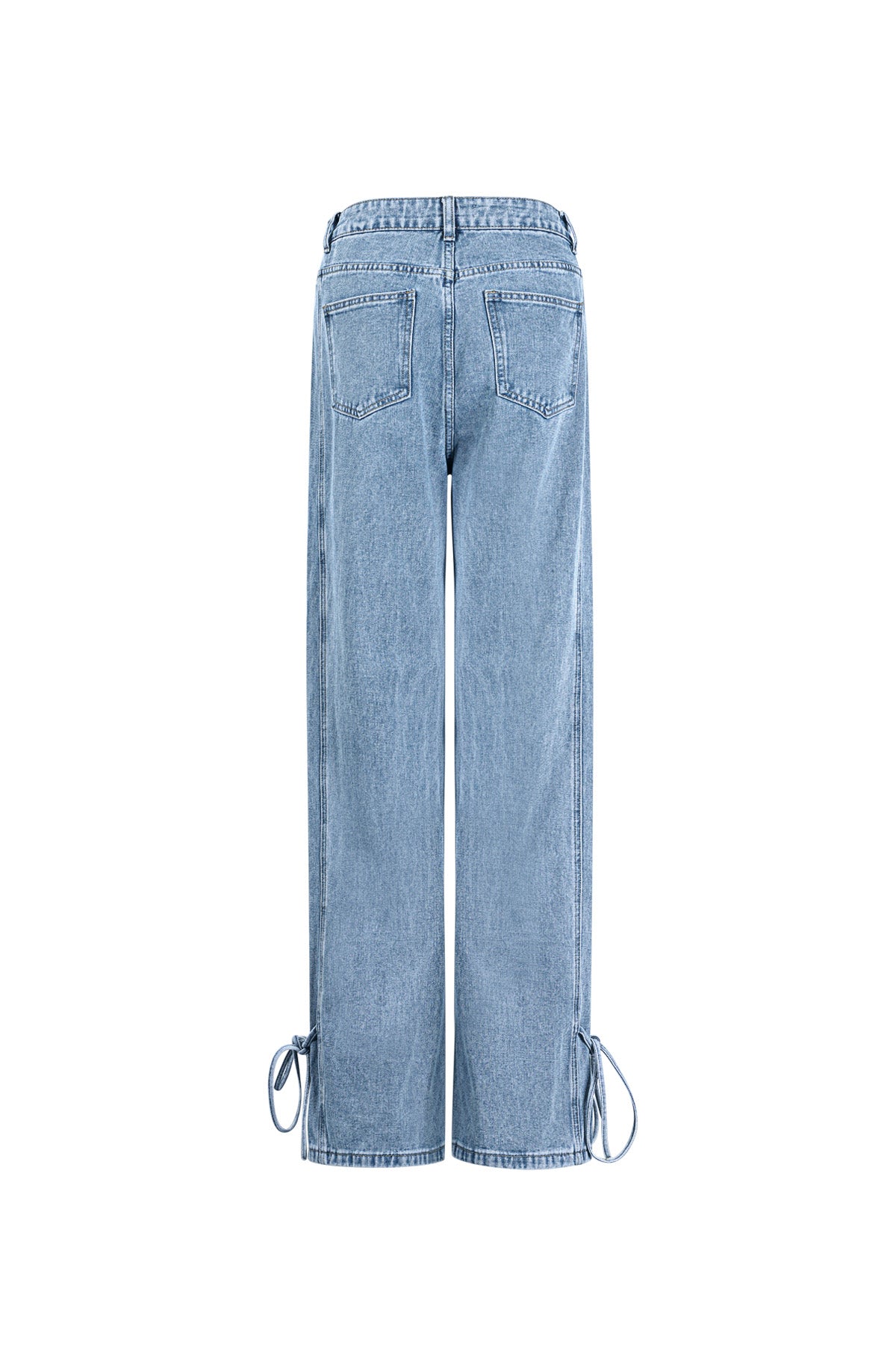 Eloise Closet Straight-Leg Cotton Denim with Knot Detail