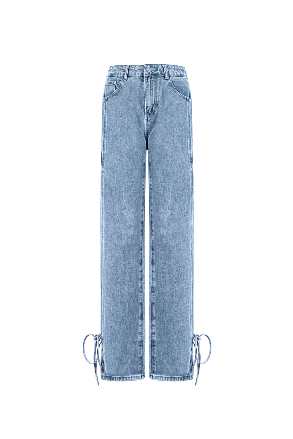 Eloise Closet Straight-Leg Cotton Denim with Knot Detail