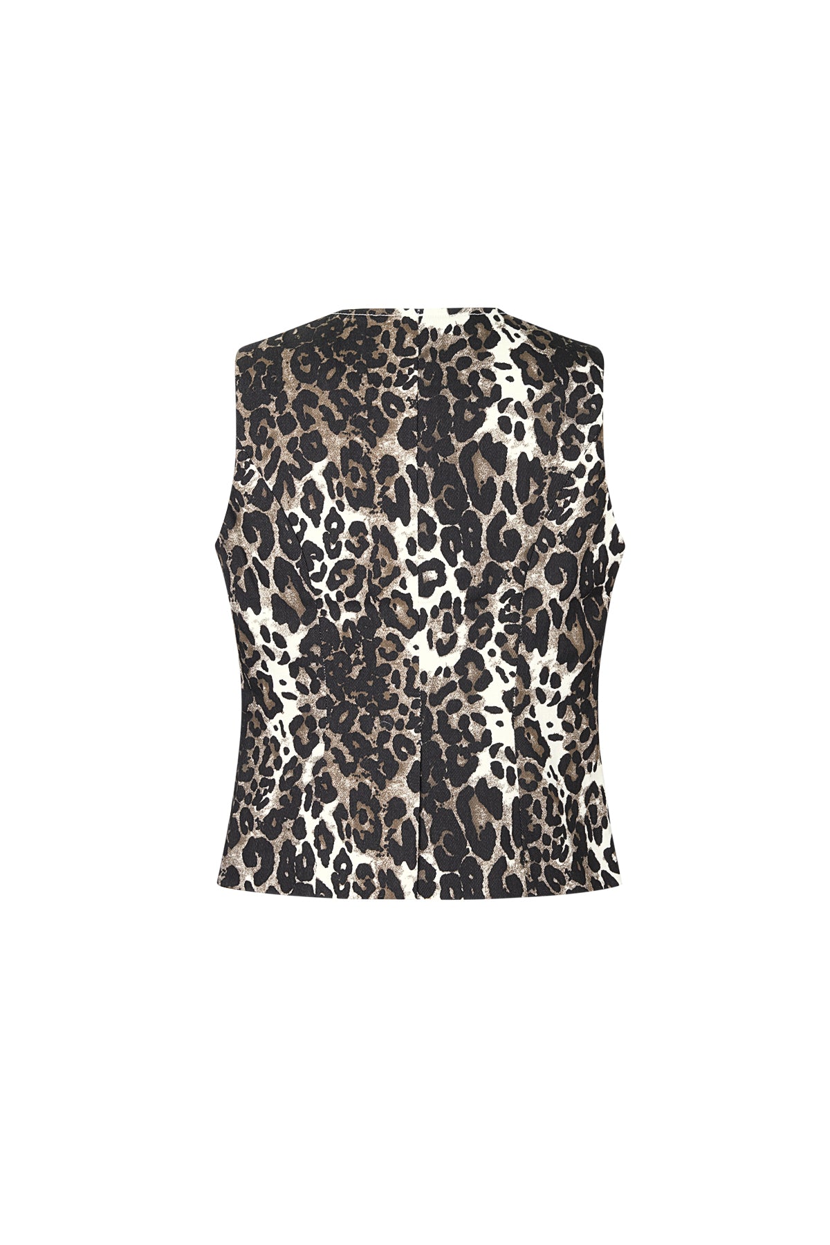 Eloise Closet Cotton Sleeveless Top Leopard Print Button Front