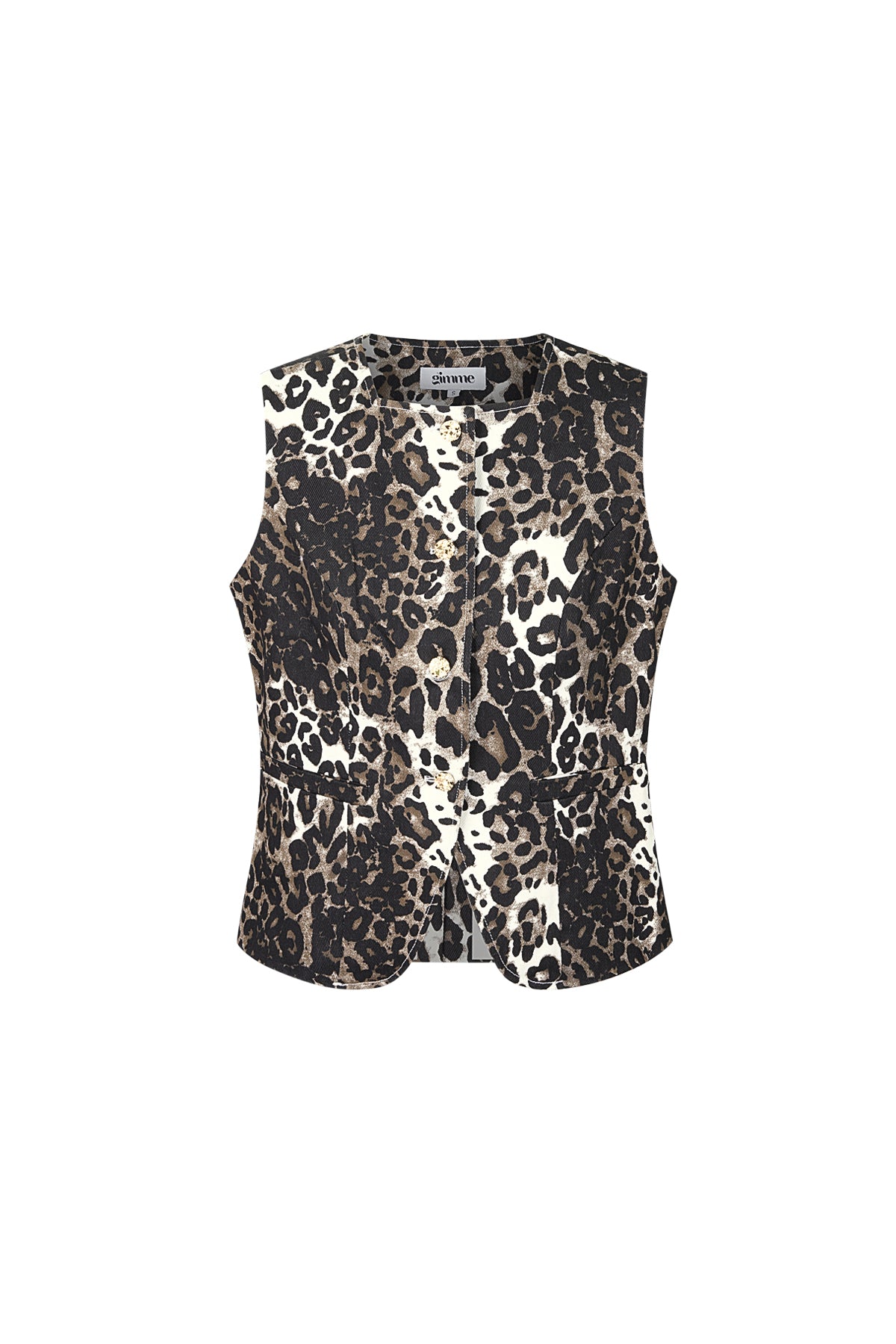 Eloise Closet Cotton Sleeveless Top Leopard Print Button Front