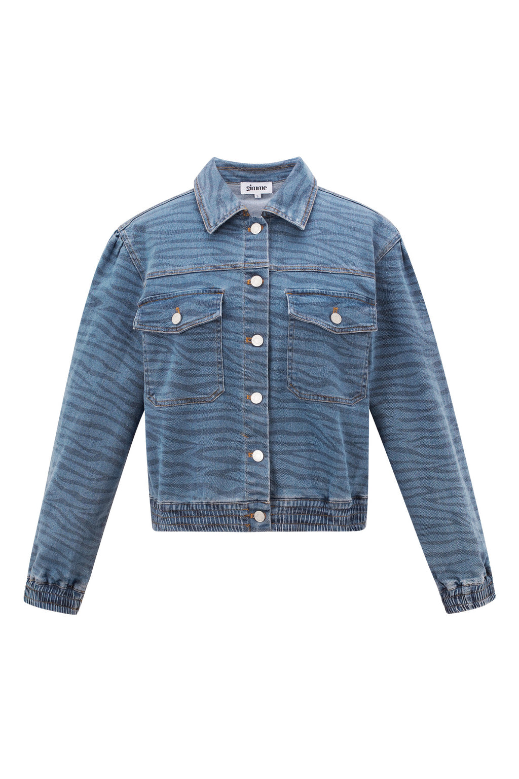 Wild Stripe Cropped Denim Jacket Eloise Closet