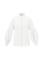 Viscose Women's Blouse Puff Sleeve High Neck