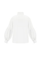 Viscose Women's Blouse Puff Sleeve High Neck