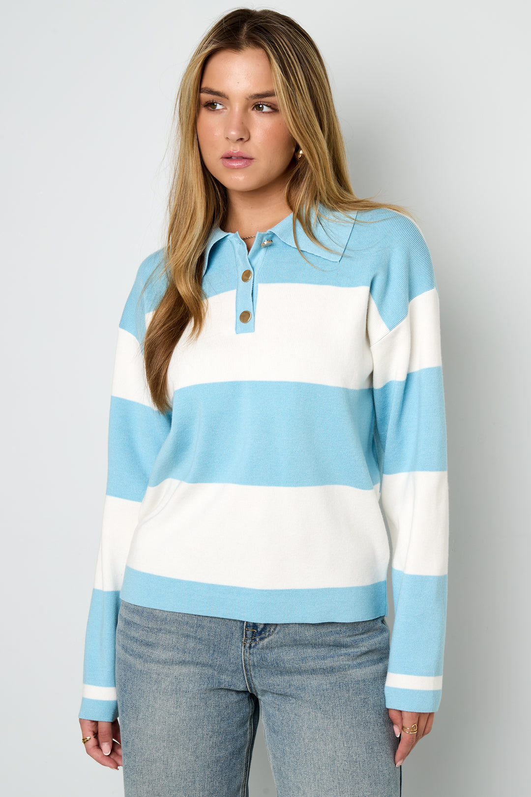 Striped Polo Knit Sweater Eloise Closet