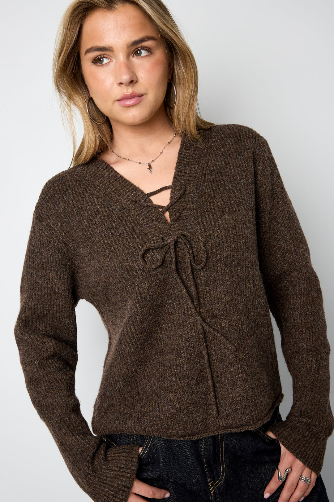 Lace Up Sweater